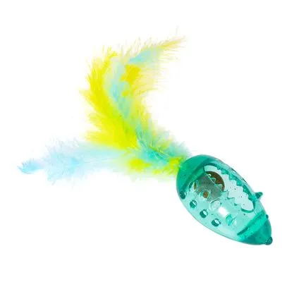 Souris à chat TIAKI avec boule d'herbe et plumes