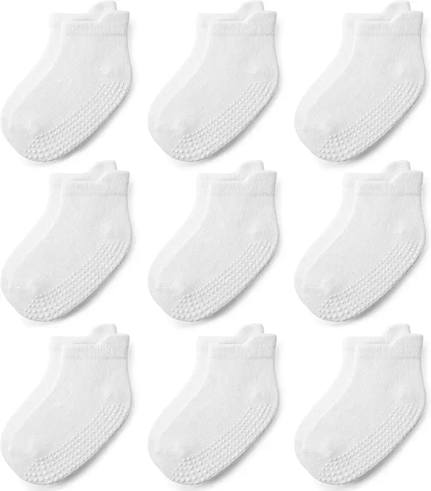 Baby Non Slip Grip Ankle Socks for Infants Toddlers Kids Boys Girls 9 Pack