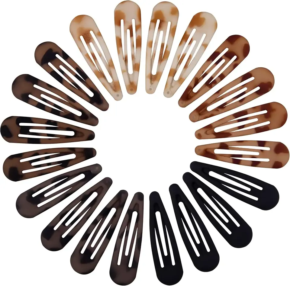 Small Hair Barrettes For Women No Slip Metal Snap Clips For Thin And Fine Hair,Matte Black Tortoiseshell,20 PCS,1.97 x 0.5 Inch.