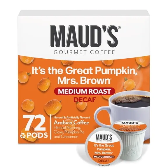 Maud's Decaf Pumpkin Spice Flavored Coffee Pods, 72 ct, Medium Roast Flavored Coffee in Single Serve Pods – 100% Arabica Coffee, Compatible with Keurig K Cups Maker $43.50
