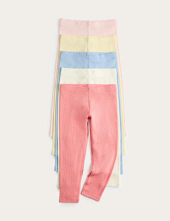 5 Pack Cotton Rich Leggings (2-8 Years)
