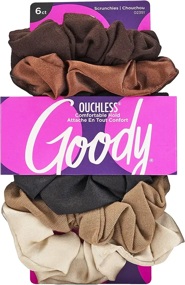 Goody Ouchless Scrunchies for Women, 6 Ct, Starry Night, Damage-Free & Secure Hold Ties, All Hair Types, Gentle Hair Accessories for Long-Lasting Braids, Ponytails & More, All Day Comfort