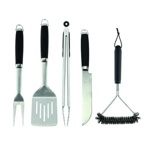 Set di accessori per cibo per barbecue in inox grezzo NATERIAL L 21 x L 46.4 x H 9.6 cm, 5 pezzi