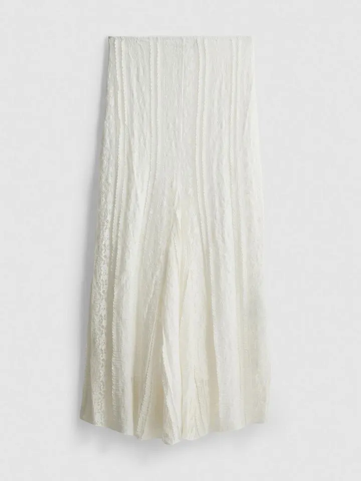 Jupe longue en mélange de coton et dentelle