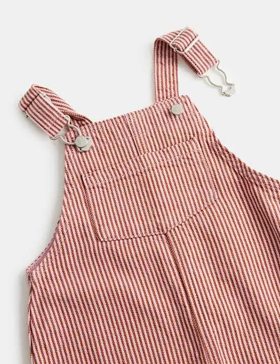 Ticking Stripe Latzhosen-Outfit aus reiner Baumwolle (0–3 Jahre)