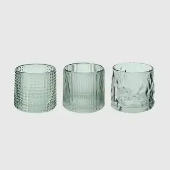 Boston Living Harper Glass Candle Tealight Holder Desert Sage Assorted