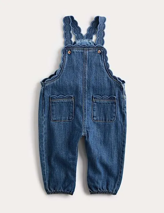 Denim-Latzhose mit Muschelrand (0 M. – 3 J.)