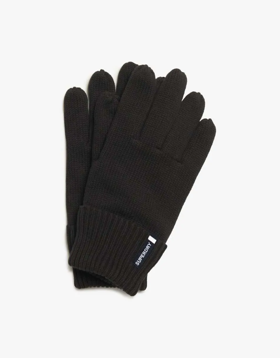 Superdry Essential logo knitted gloves in black