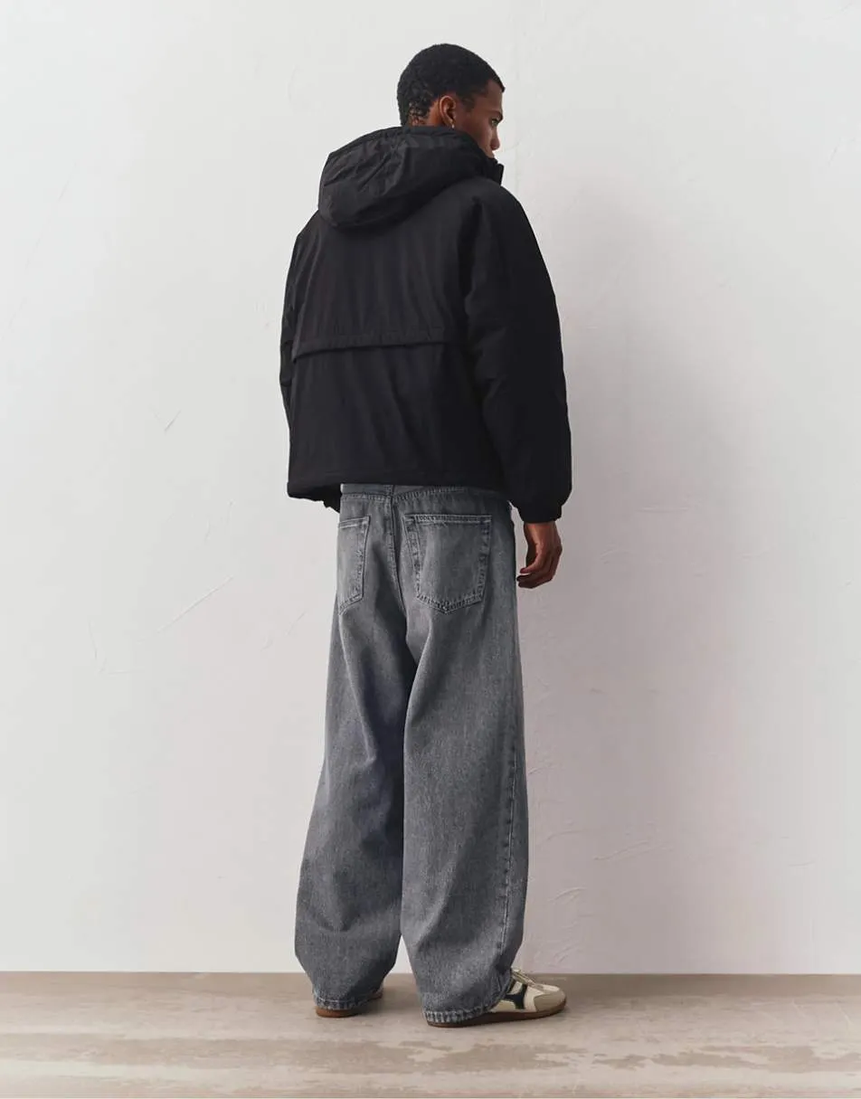 Pull&Bear Puffer jacket with a high neck in black