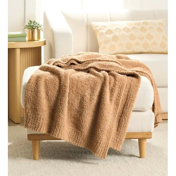 Better Homes & Gardens Cozy Knit Throw, Dark Caramel, 50x72"
