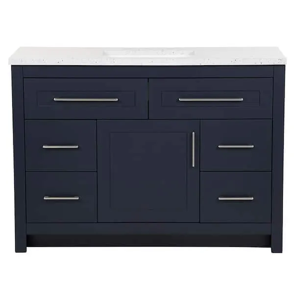 Home Decorators Collection Clady 49 in. Single Sink Deep Blue Bath Vanity with Silver Ash Cultured Marble Top (Assembled)