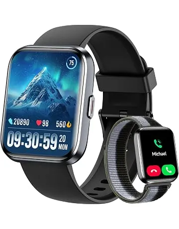 Smart Watch for Men Women, 1.8" Fitness Tracker for Android & iPhone, Answer/Make Calls, Alexa Built-in, Heart Rate/Sleep/SpO2 Monitor Smartwatch, IP68 Waterproof Watches 101+ Sport Modes, 2 Bands