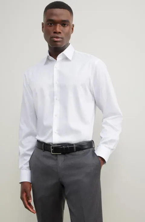 Traditional Fit Solid Herringone Dress Shirt (Regular, Big & Tall)