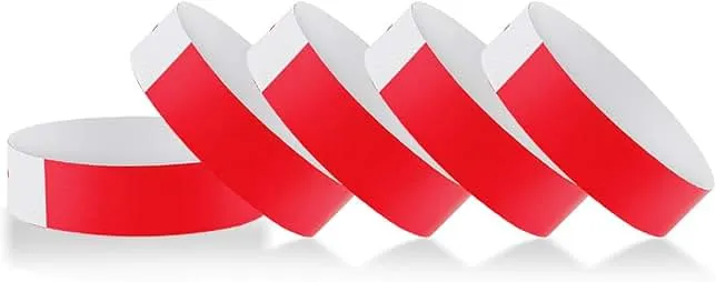 500 Pcs Wrist Bands, Paper Wristbands for Events, Adhesive Colored Wristbands, Disposable Wrist Bands, VIP Bracelets for Party (Red)
