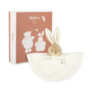 Doudou plat rond lapin crème