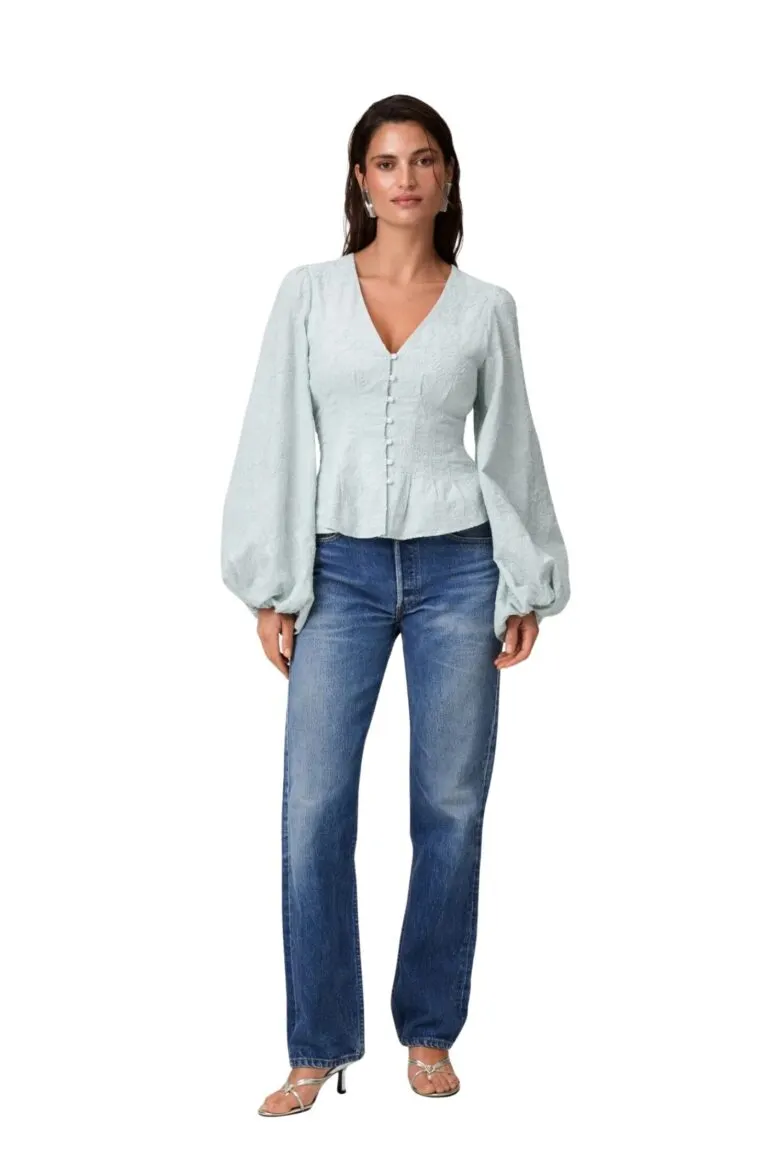 Palena Blouse - Mint Embroidery