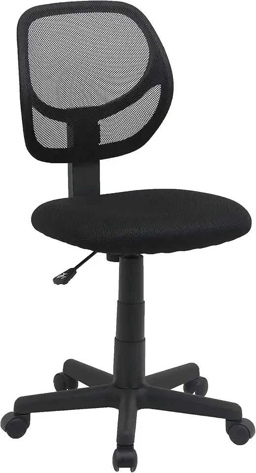 Rolling Desk Chair, Adjustable, Low Back, Padded Seat, Breathable Mesh, Swivel, Black, 21.25" D x 22.5" W x 38" H