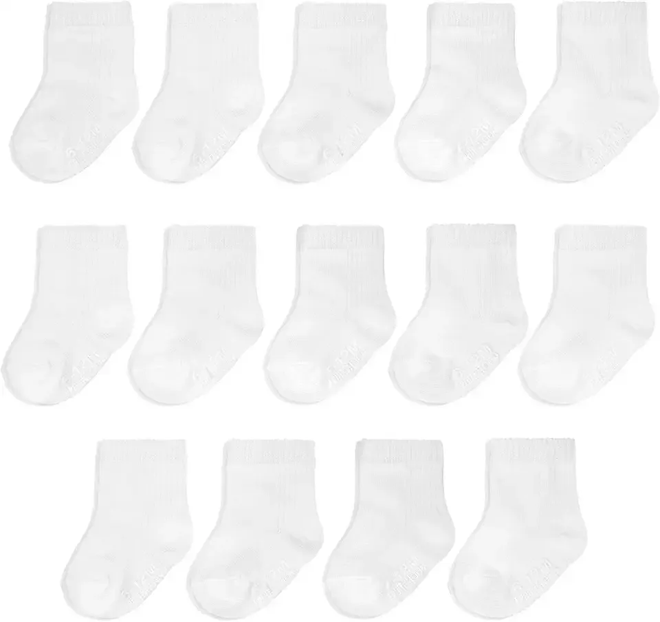Baby 14-Pack Grow & Fit Flex Zones Cotton Stretch Socks - Unisex, Girls, Boys