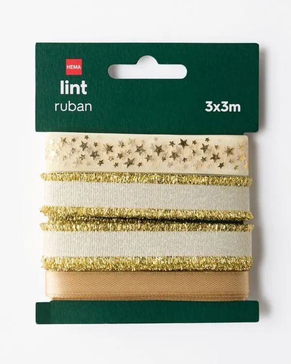 cadeaulinten 3m goud - 3 sstuks