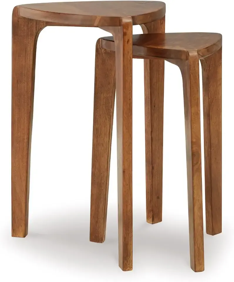 Signature Design by Ashley Brynnleigh Contemporary Nesting Accent Table, Set of 2, Light Brown