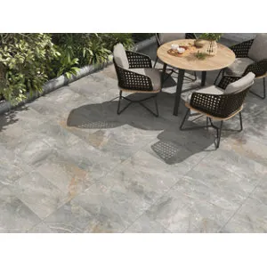 Carrelage extérieur grès cérame émaillé gris 37,5 x 75,5 cm finition mate