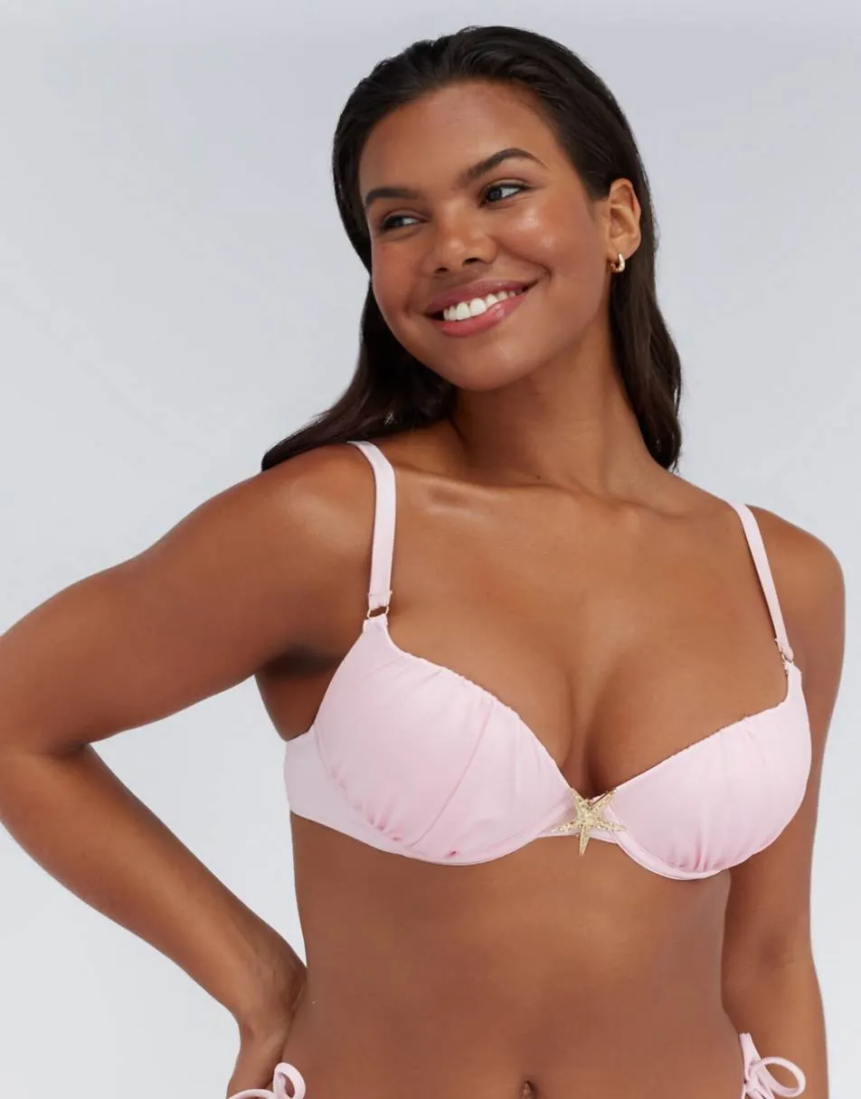 Boux Avenue Tahiti push up bikini top summer padded cups swimwear in pink