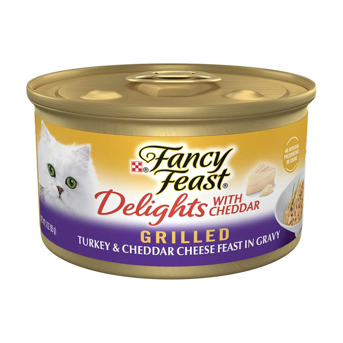 Fancy Feast Delights Grilled Turkey & Cheddar Cheese Feast in Gravy Wet Cat Food, 3 oz