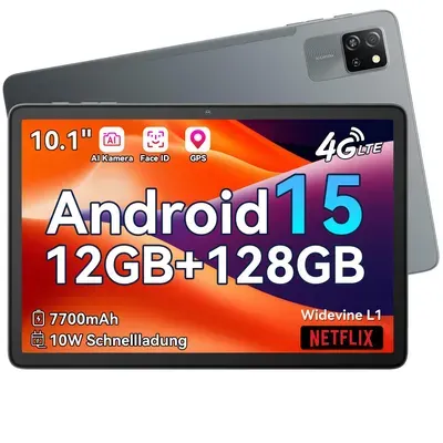 Blackview Tab 60 Pro 10" Tablet, Dual 4G SIM LTE, Android 15, 12(4+8)GB RAM + 128GB ROM/2TB, Unisoc T606 Octa-core