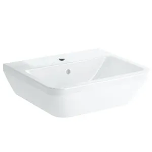 Integra Lavabo suspendido 50x43 cm con orificio para grifería en el medio, Blanco (7048-003-0001)