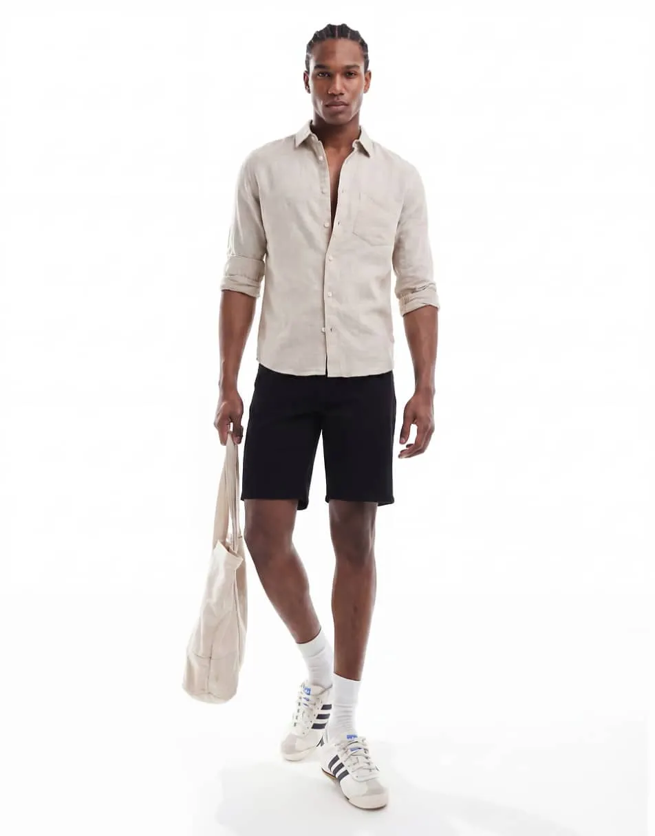 ONLY & SONS regular fit denim shorts in black