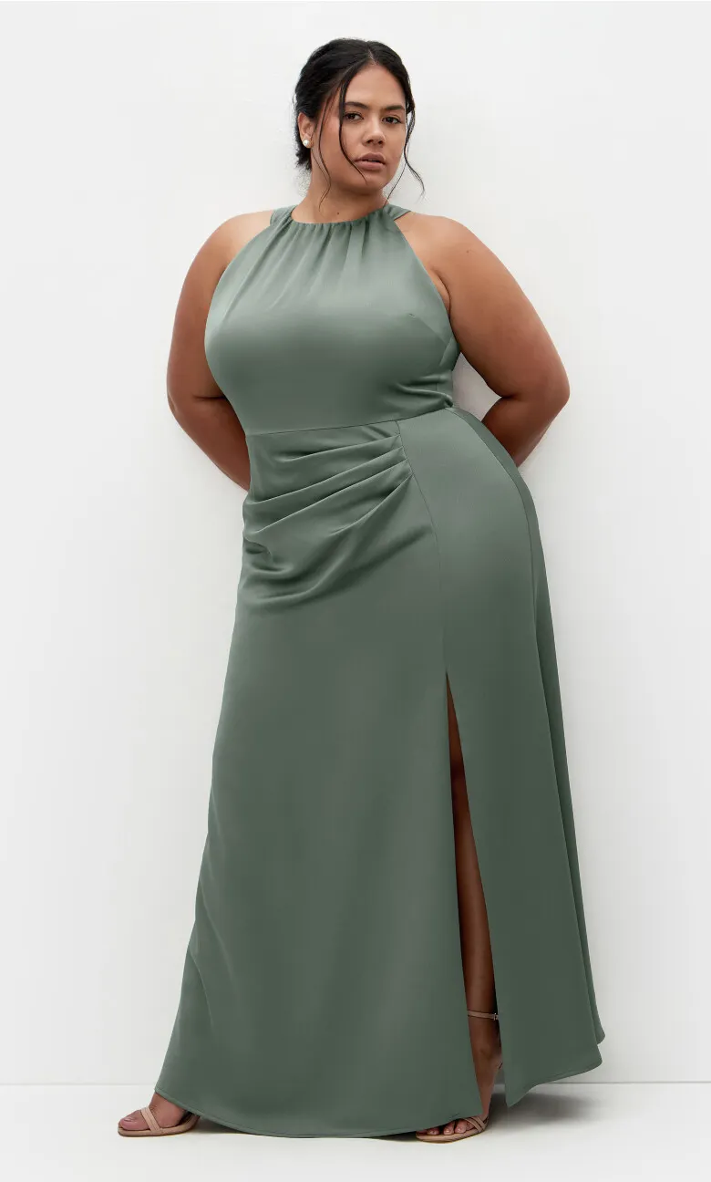 Celina Halter Maxi Dress - sage