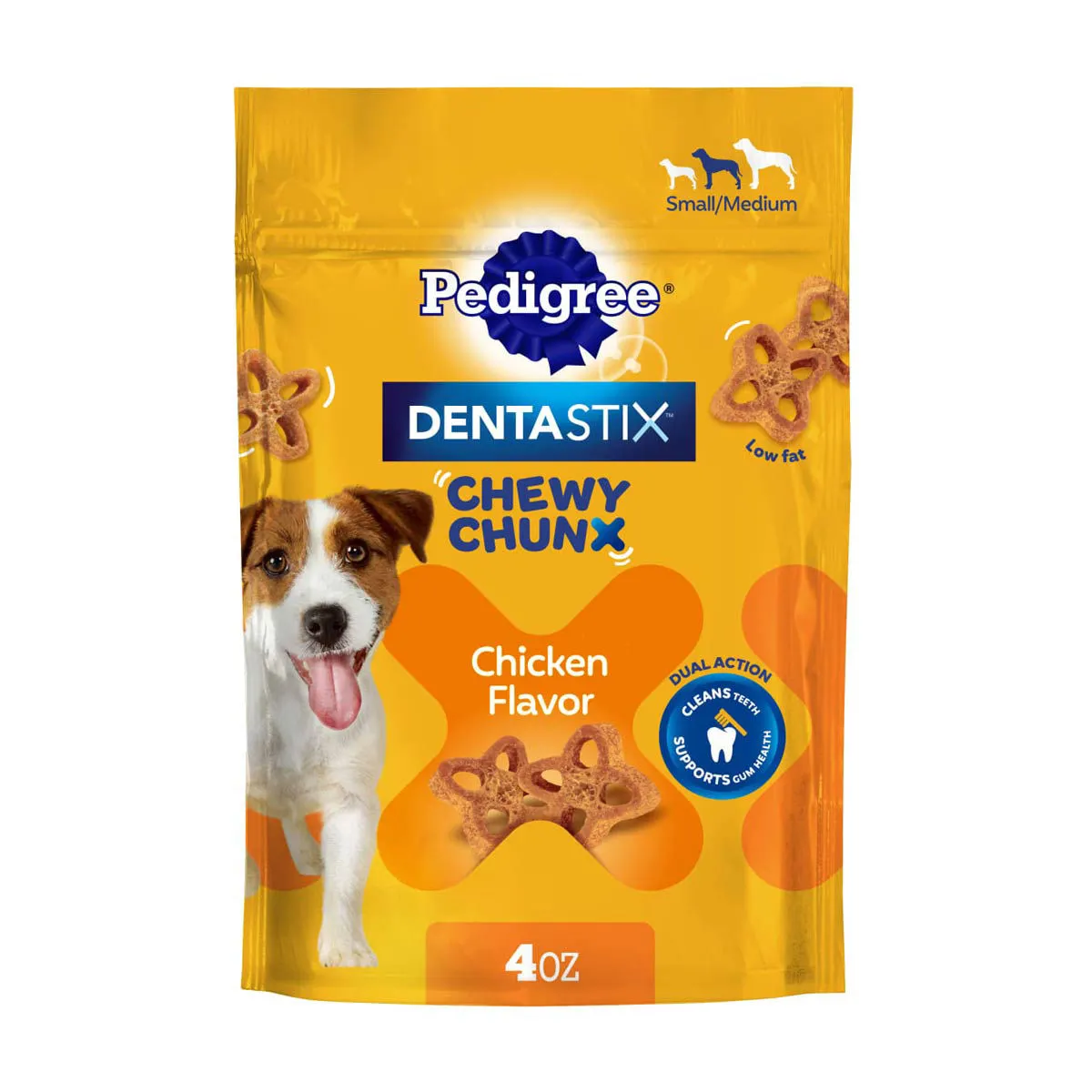 Pedigree Dentastix Chewy Chunx Small & Medium Dog Treats Chicken Flavor, 4 oz. Bag