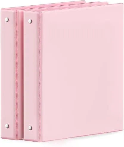 SUNEE 3 Ring Binder 1 Inch 2 Pack, Clear View Binder Three Ring PVC-Free (Fit 8.5x11 Inches) for School or Office Supplies, Pink SUNEE 3 Ring Binder 1 Inch 2 Pack, Clear View Binder Thre…