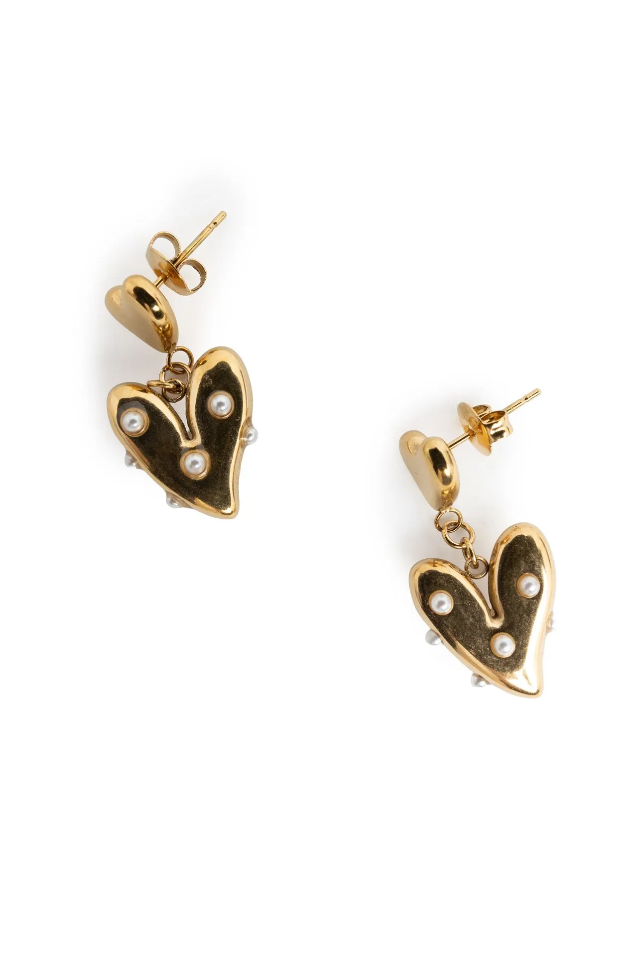 Goudkleurige oorbellen met hartjes
