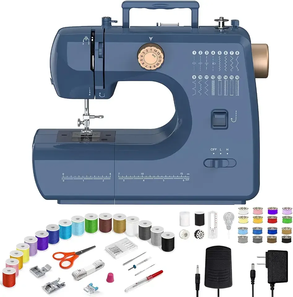 Portable Sewing Machine for Beginners with 16 Built-in Stitches, 12V 24W
