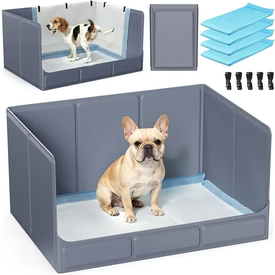 Foldable Dog Litter Box, Waterproof Dog Pee Pad Holder, Dog Potty Tray
