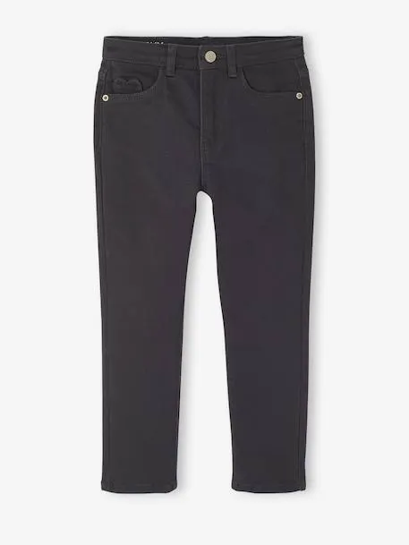 Pantalon fille slim morphologique medium - anthracite