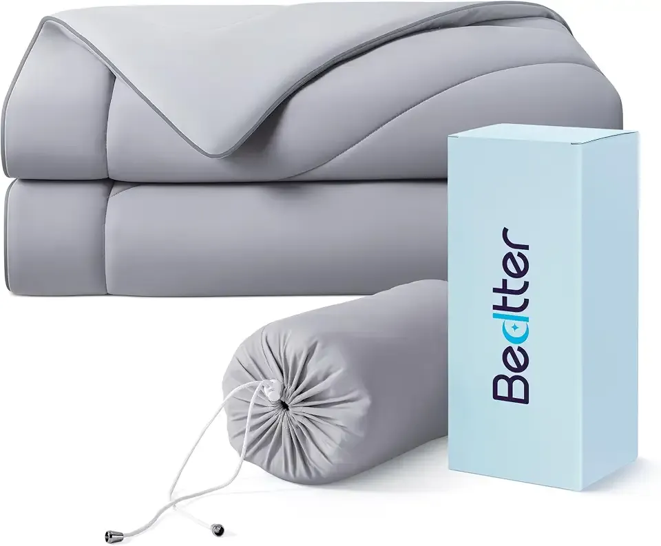 Bedtter Cooling Throw Blanket Lightweight with Carry Bag | Cool Travel Blanket, Summer Cold Throw Dual-Sided Cool Tech, Breathable Pad Blankets for Hot Sleepers, Grey, 50"x60"