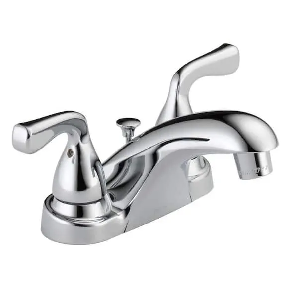 Delta Foundations 4 in.​ Centerset Double Handle Bathroom Faucet in Polished Chrome