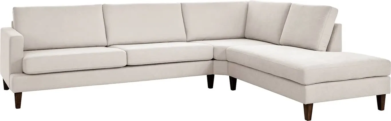 Sone dyp hjørnesofa Modulsofa. 3 seter + stort hjørne + åpen ende i stoff 391/Bloq beige med armlene W4