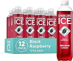 Sparkling Ice, Black Raspberry Sparkling Water, Zero Sugar Flavored Water, with Vitamins and Antioxidants, Low Calorie Beverage, 17 fl oz Bottles (Pack of 12) Sparkling Ice, Black Raspberry Sparkling…