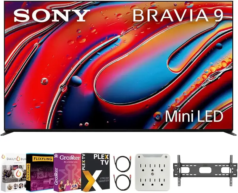 BRAVIA 9 K65XR90 65 inch 4K HDR Smart QLED Mini-LED TV Bundle with Premiere Movie Streaming Package & TV Setup Bundle with Wall Mount + Surge Adapter + HDMI Cable & More (2024 Model)