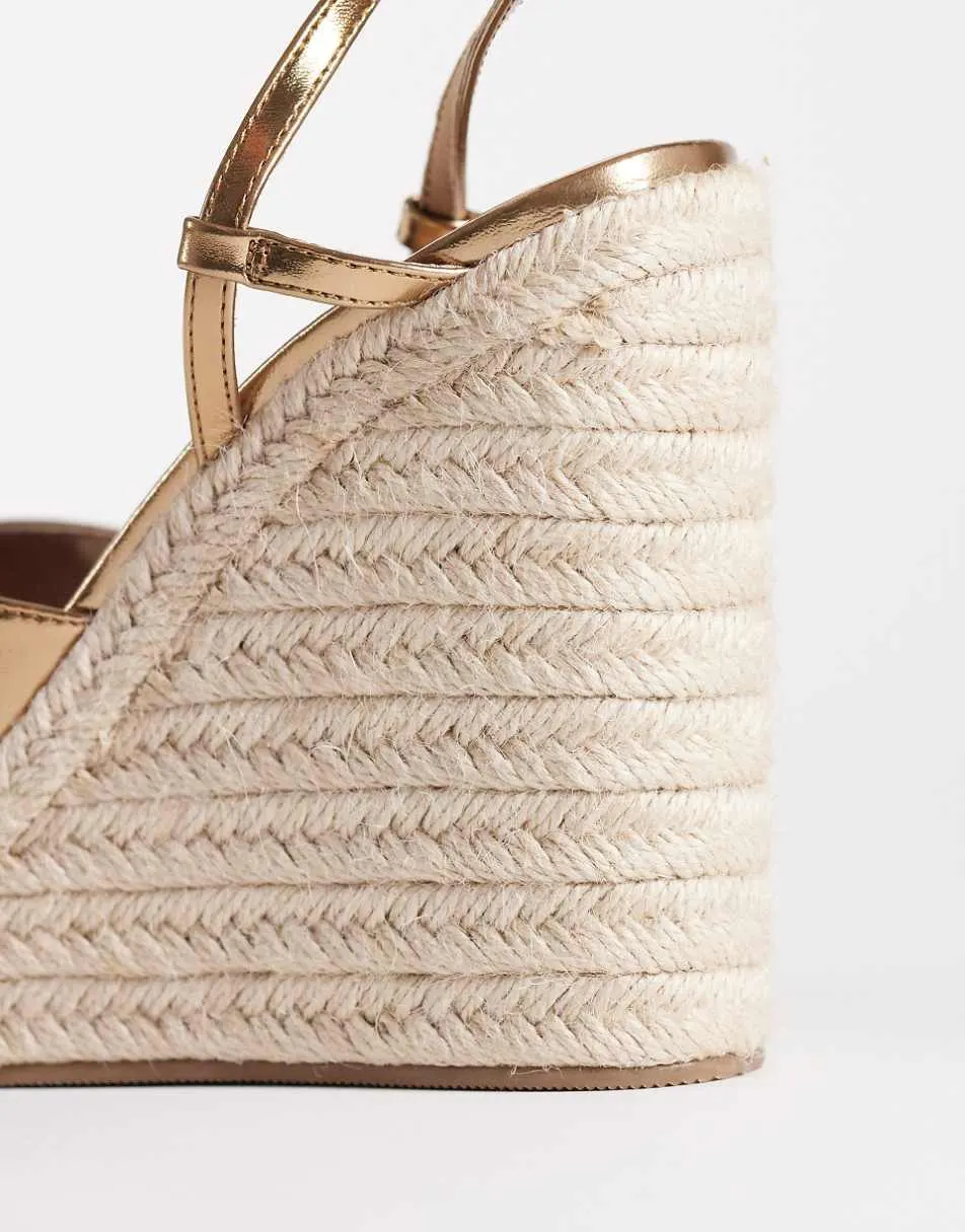 ASOS DESIGN Tamryn espadrille wedge in gold