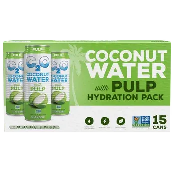 C2O Coconut Water Hydration Pack with Pulp, Original, 17.5 fl oz, 15-count