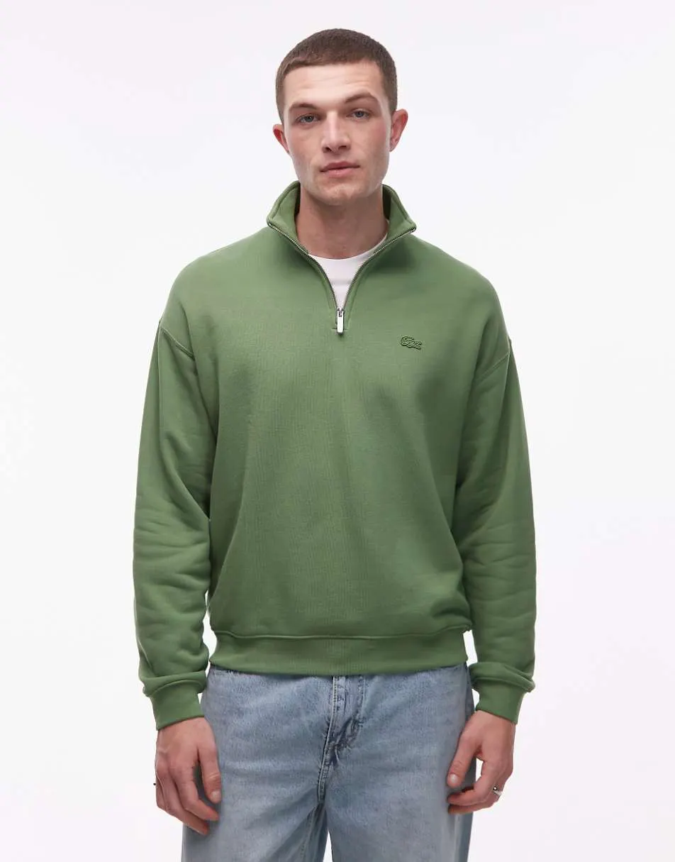 Lacoste quarter zip sweatshirt in green