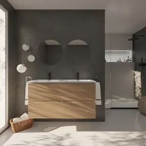 CONJUNTO DE BAÑO YINU | 120 CM BLANCO - SOLOMON | CUATRO CAJONES | LAVABO ENCASTRADO |NO INCLUYE ESPEJO|ALDAY