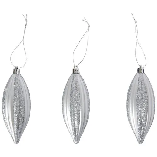 Enchanted Forest® 5" Silver Teardrop Shatterproof Ornaments - 3 Pack
