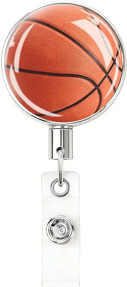 Basketball Badge Reels Heavy Duty Metal Retractable Badge Holder with Clip for Nurse Nursing Doctor Id Name Tag Student Teacher Worker