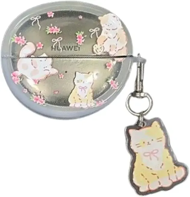 Earphone Case for Huawei Freeclip, Interesting Cute Lazy Kitten Pattern, Soft Silicone Protective Cover for Women Girls