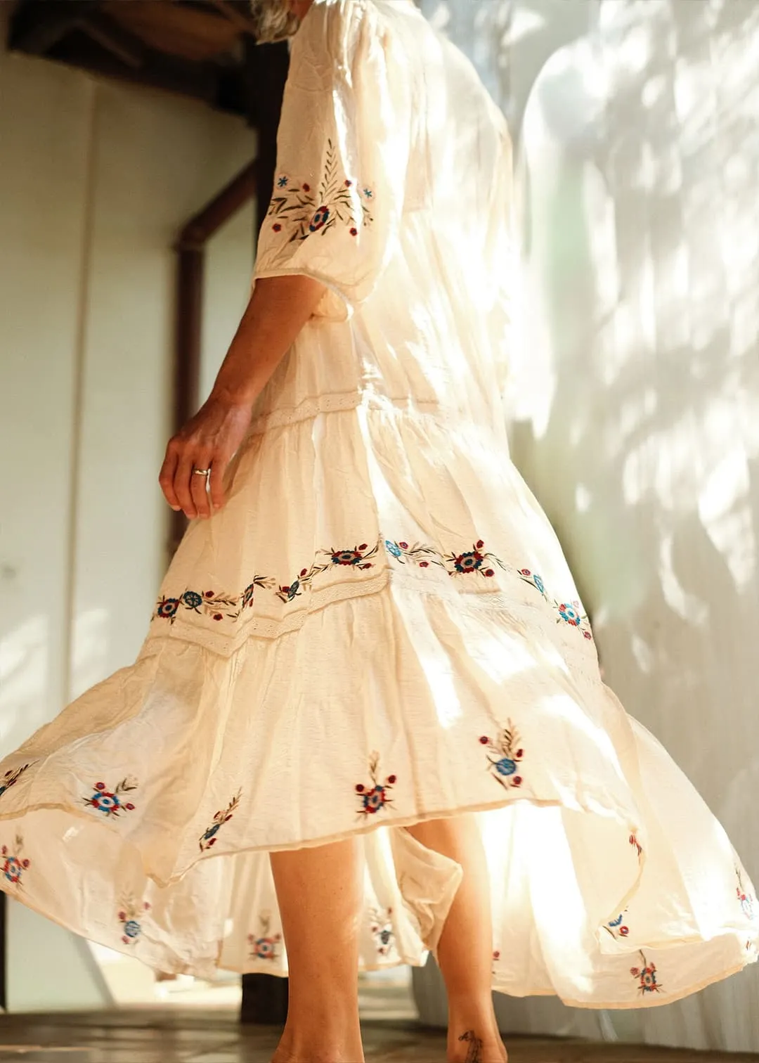 Broderad maxiklänning